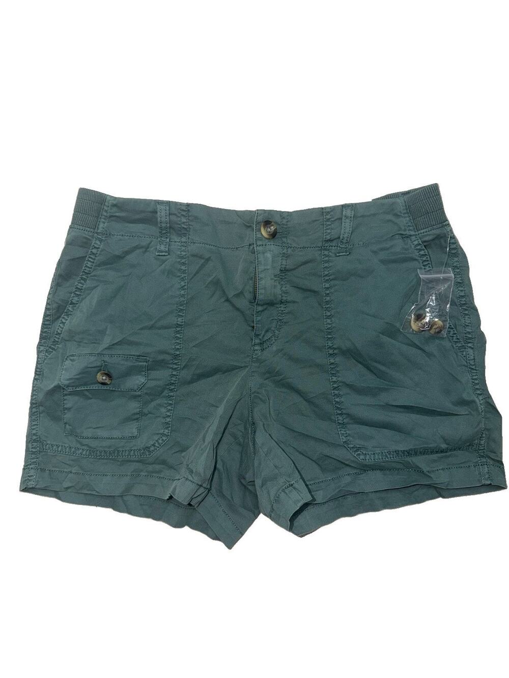 NWT Sonoma Women's Cargo Shorts Relaxed Fit Comfort Waistband Green 12 (AQ44